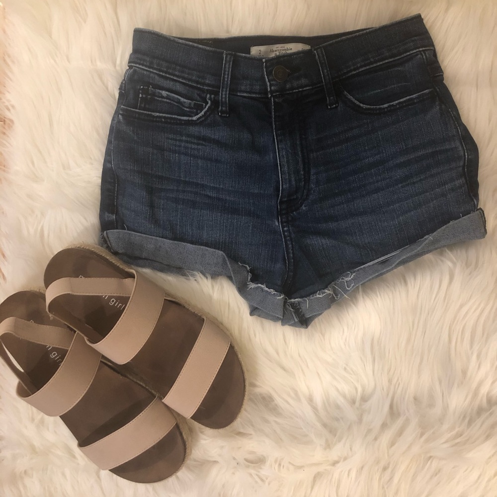 High Rise Dark Wash Abercrombie Shorts